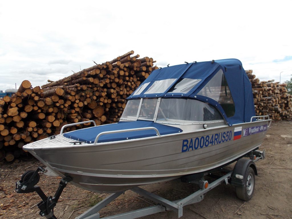 Ходовой тент на лодку Wyatboat-490PRO (Вятбот-490ПРО) купить - Тент для  лодки, катера